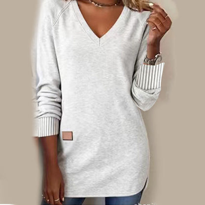 👚Haut Décontracté à Col en V et Coupe Mi-Longue pour Femme