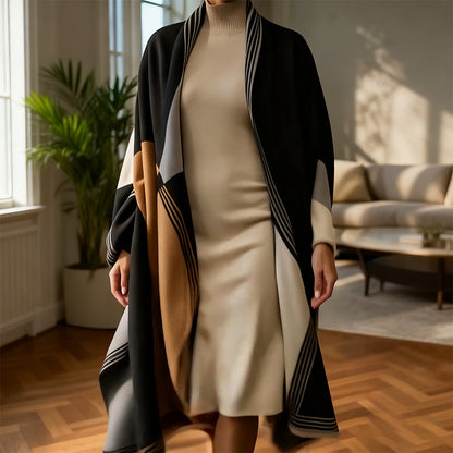 📢📢40% DE RÉDUCTION !!! ✨Écharpe-châle oversize à blocs de couleur