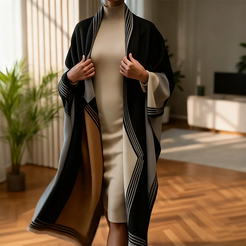 📢📢40% DE RÉDUCTION !!! ✨Écharpe-châle oversize à blocs de couleur