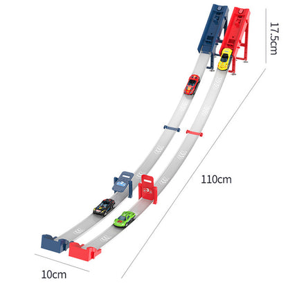 🏎️ 50 % de réduction – Piste de course double lanceur : 110 cm, sans piles, pour 2 joueurs ! ⚡🏆