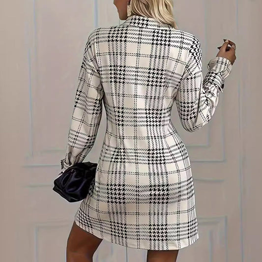 🔥 50% DE RÉDUCTION LIMITÉE ! ✨ Robe Chemise À Lignes pour Femme - Motif À Carreaux, Taille Cintrée, Élégante et Polyvalente 👗✨