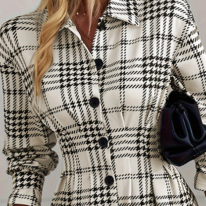 🔥 50% DE RÉDUCTION LIMITÉE ! ✨ Robe Chemise À Lignes pour Femme - Motif À Carreaux, Taille Cintrée, Élégante et Polyvalente 👗✨