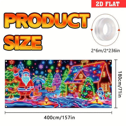 🎇🚪Bannière de Noël pour porte de garage activée par les UV, brille dans le noir🔥🎉