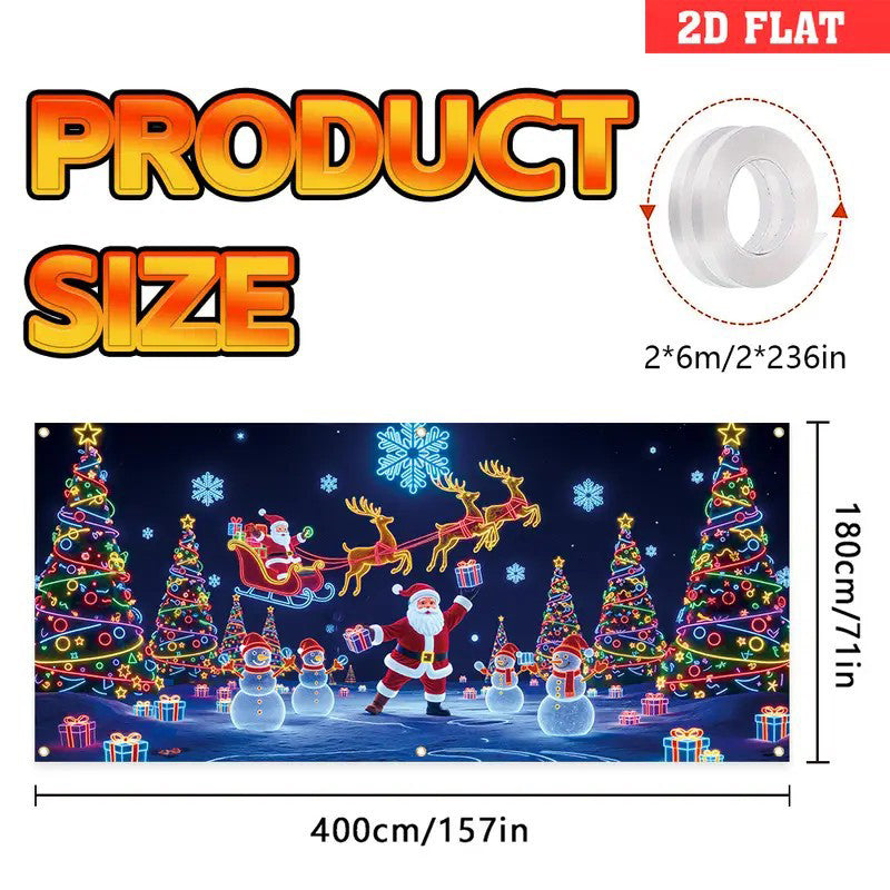 🎇🚪Bannière de Noël pour porte de garage activée par les UV, brille dans le noir🔥🎉