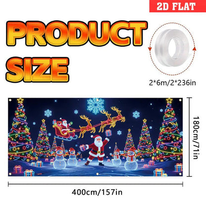 🎇🚪Bannière de Noël pour porte de garage activée par les UV, brille dans le noir🔥🎉