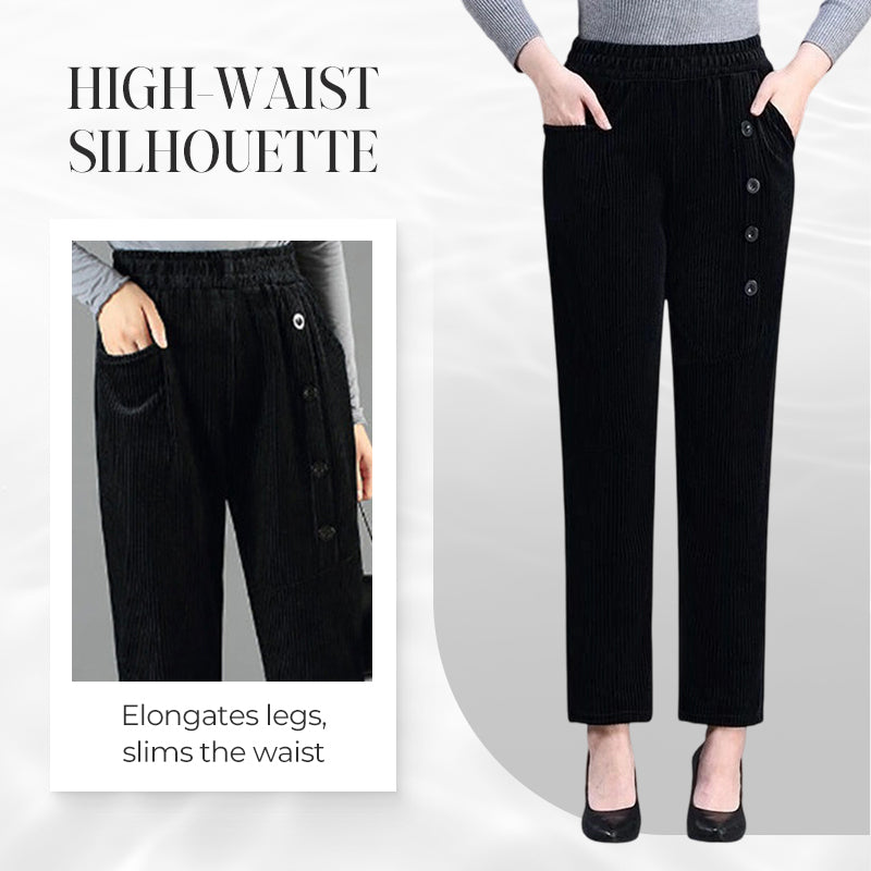 ✨Vendredi noir 50 % de réduction ! Pantalon Chaud Femme à Taille Haute – Doublure en Peluche, Coupe Amincissante & Poches Profondes 🖤