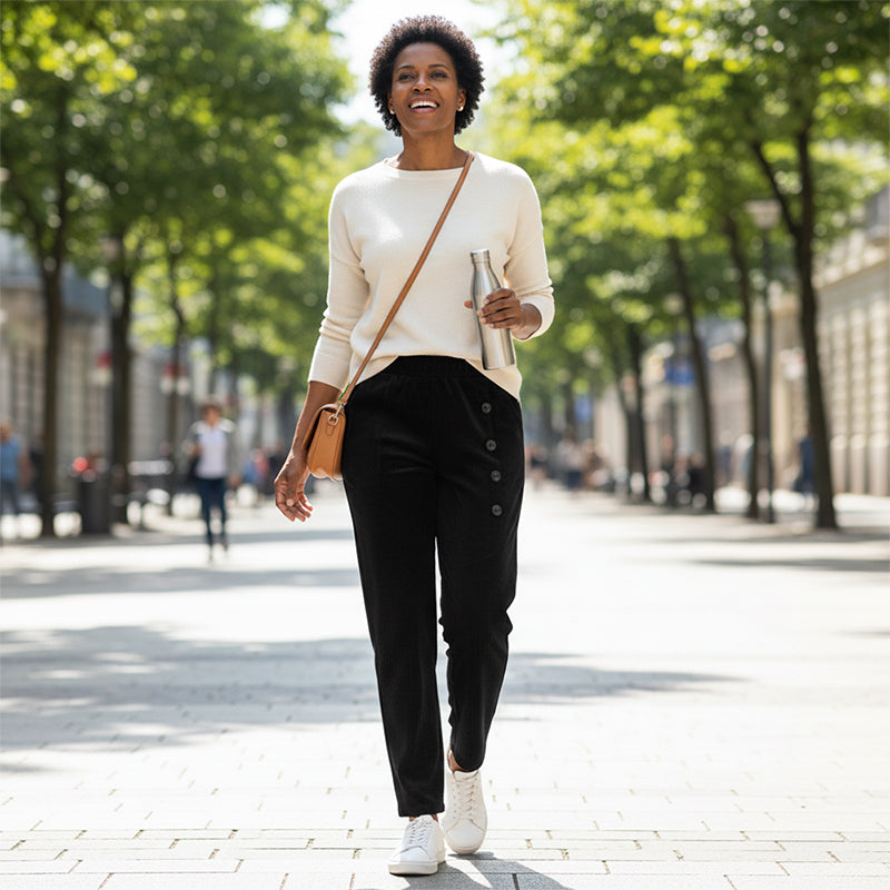 ✨Vendredi noir 50 % de réduction ! Pantalon Chaud Femme à Taille Haute – Doublure en Peluche, Coupe Amincissante & Poches Profondes 🖤