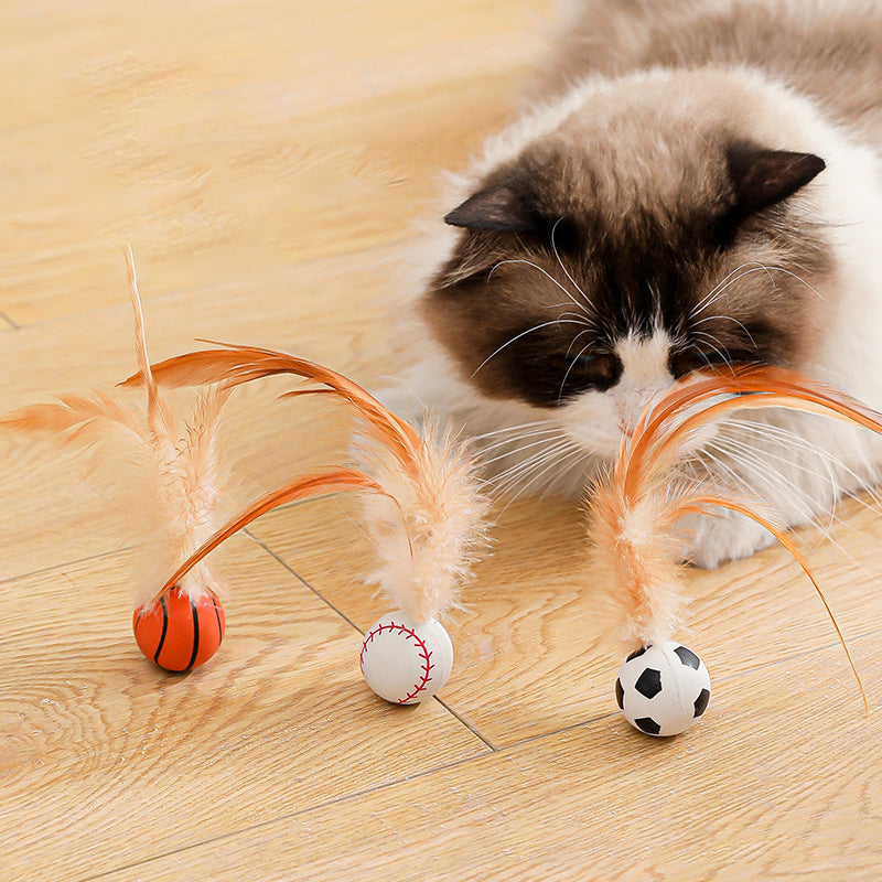 🔥2025 HOT SALE🐱 Boule rebondissante interactive pour chat avec plume