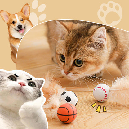 🔥2025 HOT SALE🐱 Boule rebondissante interactive pour chat avec plume