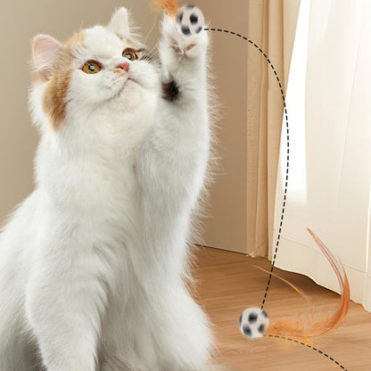 🔥2025 HOT SALE🐱 Boule rebondissante interactive pour chat avec plume