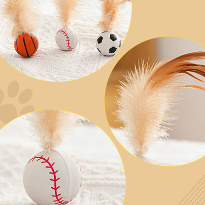 🔥2025 HOT SALE🐱 Boule rebondissante interactive pour chat avec plume