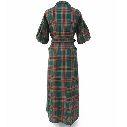 Robe chemise longue à carreaux décontractée pour femme