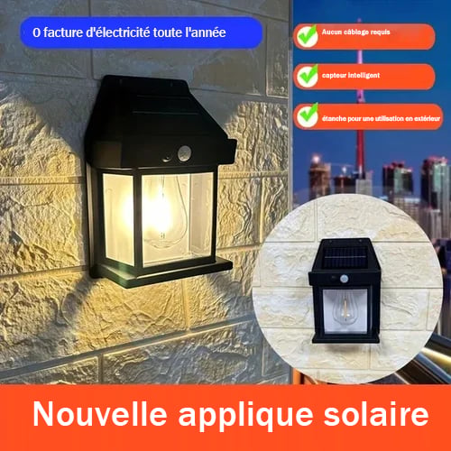 Applique murale solaire à détecteur de mouvement en tungstène