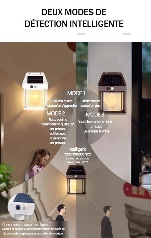 🔥VENTE LIMITÉE 50 % DE RÉDUCTION🔥Applique murale solaire à détecteur de mouvement en tungstène