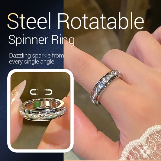 🎁 Cadeaux Priviléges de Noël🎄 🎅Bague tournante en acier titane avec zircone