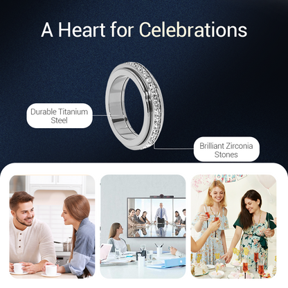 🎁 Cadeaux Priviléges de Noël🎄 🎅Bague tournante en acier titane avec zircone