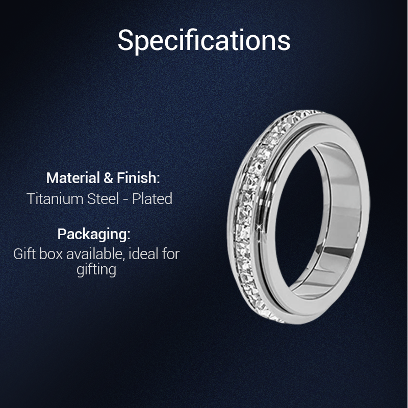 🎁 Cadeaux Priviléges de Noël🎄 🎅Bague tournante en acier titane avec zircone