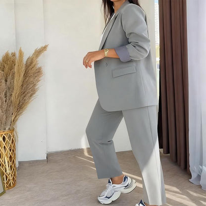 ⏳44 % de réduction pour une durée limitée⏰ Ensemble 2 Pièces Femme – Blazer + Pantalon Classique, Tailles Jusqu’en 5XL