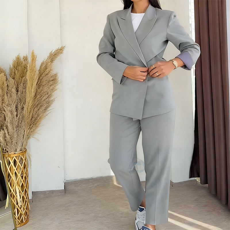 ⏳44 % de réduction pour une durée limitée⏰ Ensemble 2 Pièces Femme – Blazer + Pantalon Classique, Tailles Jusqu’en 5XL