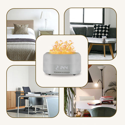 Diffuseur d'arôme à effet flamme avec humidificateur et enceinte Bluetooth