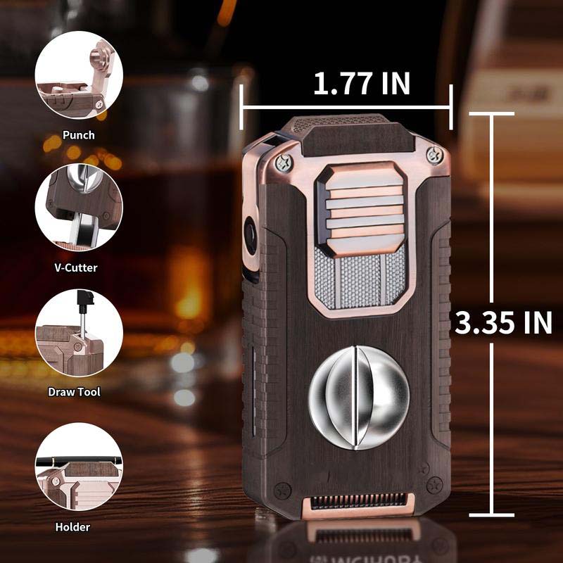Briquet torche rechargeable 5 en 1 avec coupe-cigare