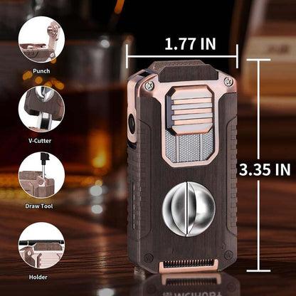 Briquet torche rechargeable 5 en 1 avec coupe-cigare