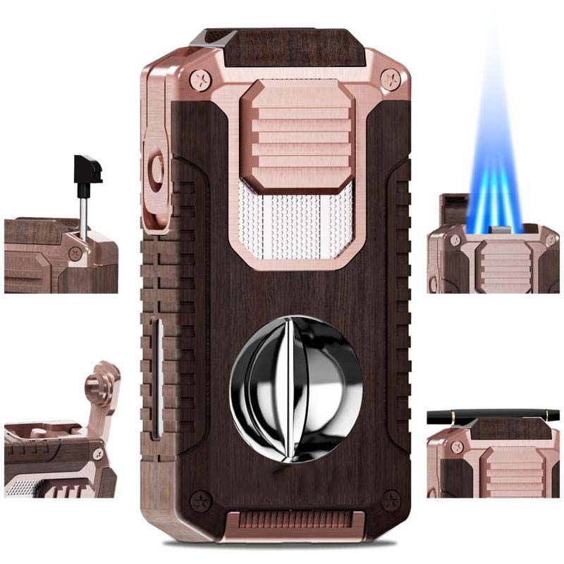 Briquet torche rechargeable 5 en 1 avec coupe-cigare
