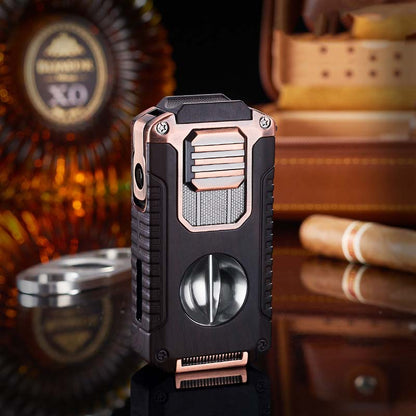 Briquet torche rechargeable 5 en 1 avec coupe-cigare