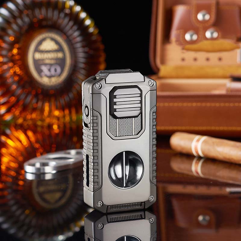 Briquet torche rechargeable 5 en 1 avec coupe-cigare