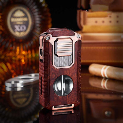 Briquet torche rechargeable 5 en 1 avec coupe-cigare