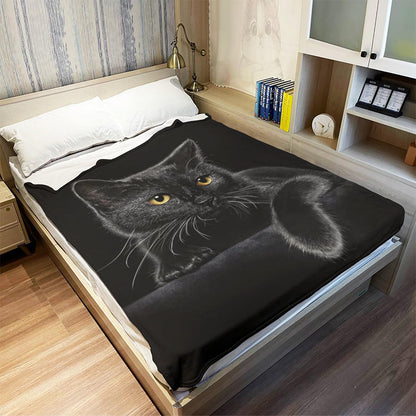🐱 50% DE RÉDUCTION MAINTENANT ! ✨ Couverture Toutes Saisons Black Cat - Ultra Douce & Confortable, Idéale pour Canapé et Détente 🛋️✨