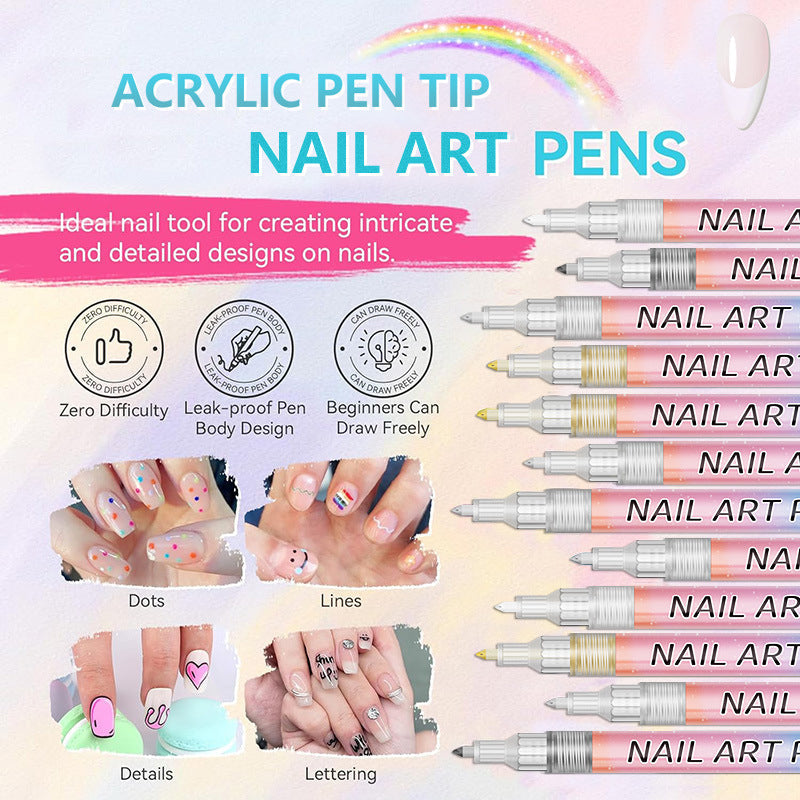 🎄 Promotion Exceptionnelle de Noël🎁Kit de 12 Stylos Professionnels pour Nail Art