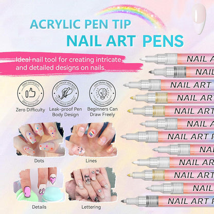 🎄 Promotion Exceptionnelle de Noël🎁Kit de 12 Stylos Professionnels pour Nail Art