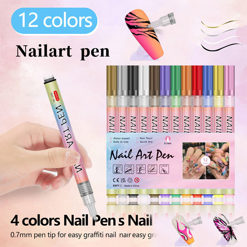 🎄 Promotion Exceptionnelle de Noël🎁Kit de 12 Stylos Professionnels pour Nail Art