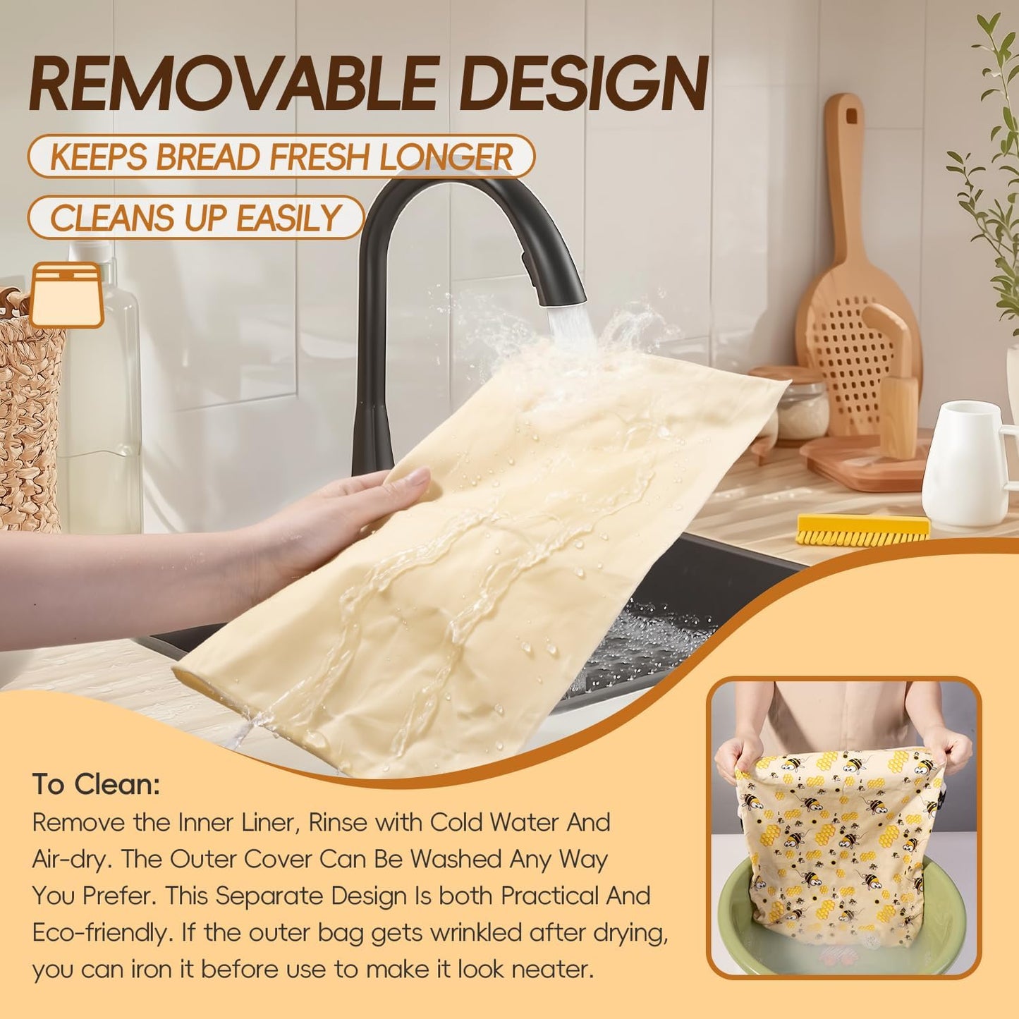Sac à Pain en Cire d'Abeille Réutilisable pour Pain au Levain Fait Maison