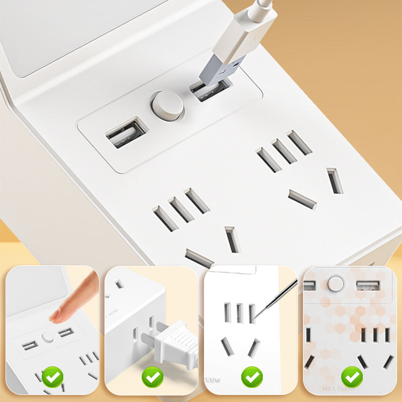 Adaptateur secteur multiport avec bouton d'alimentation indépendant