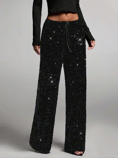 👖 Pantalon Large à Paillettes Femme – Éclat de Fête & Confort Garanti ✨