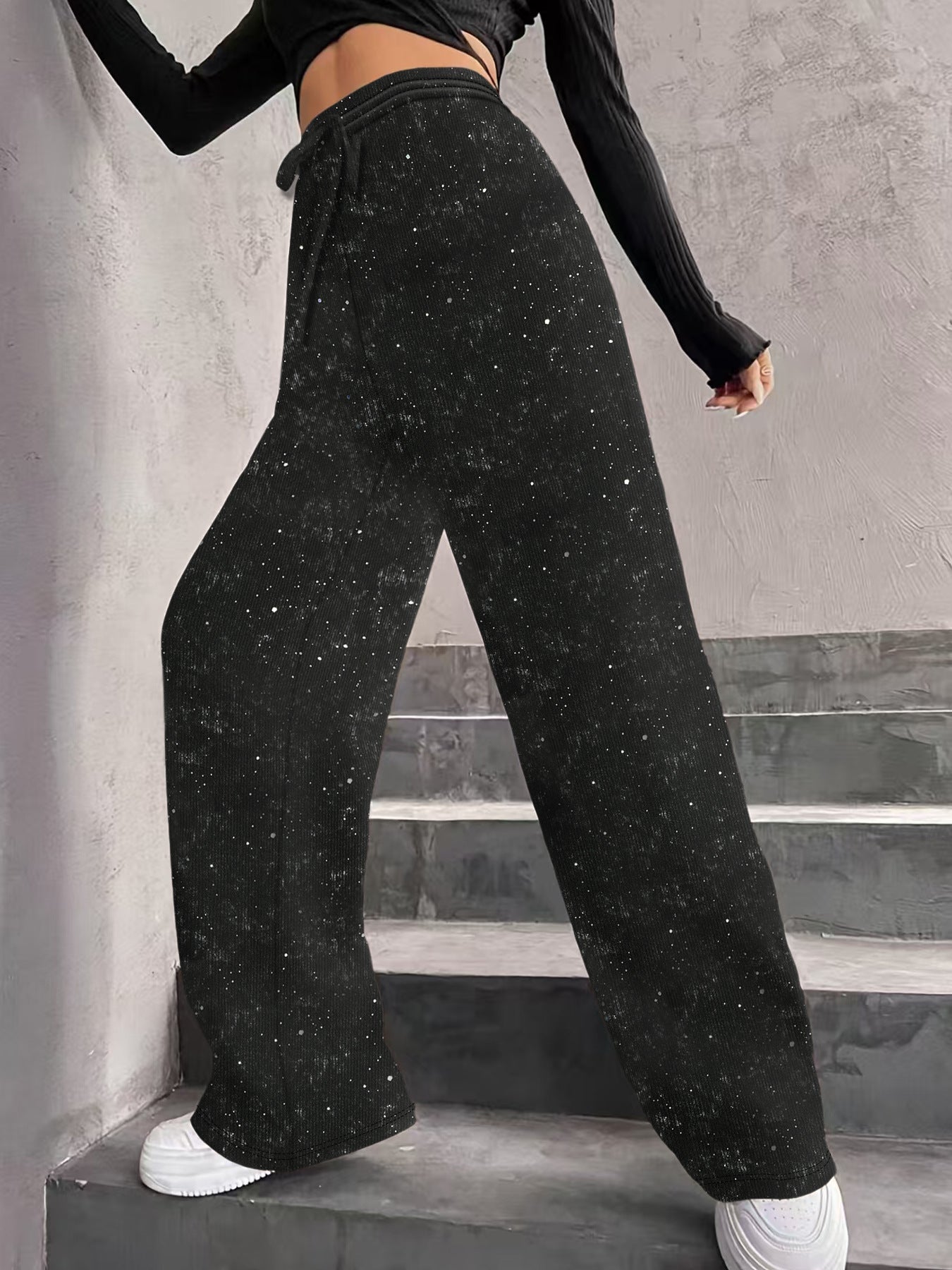 👖 Pantalon Large à Paillettes Femme – Éclat de Fête & Confort Garanti ✨