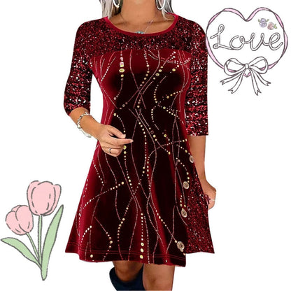 ⏳Offre spéciale à durée limitée✨Robe élégante évasée à paillettes💃Scintillez en rouge, or et vert pour toutes les occasions🌟