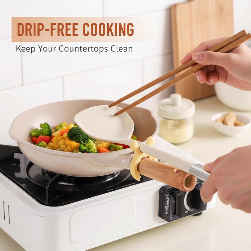 Support multifonction en silicone pour poignées de casseroles et spatules