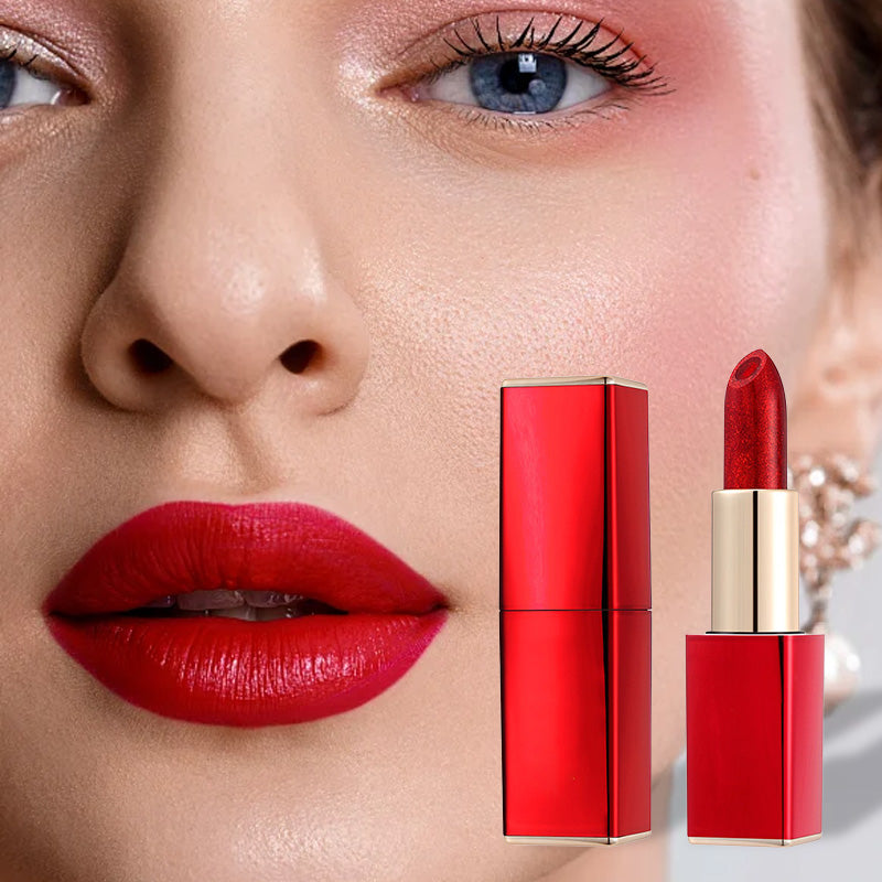 🔥 Promotion Éclair de Noël – 48% de réduction ! 💄 Rouge à Lèvres Pailleté Hydratant qui Change de Couleur – Double Couche, Longue Tenue & Activation Thermique