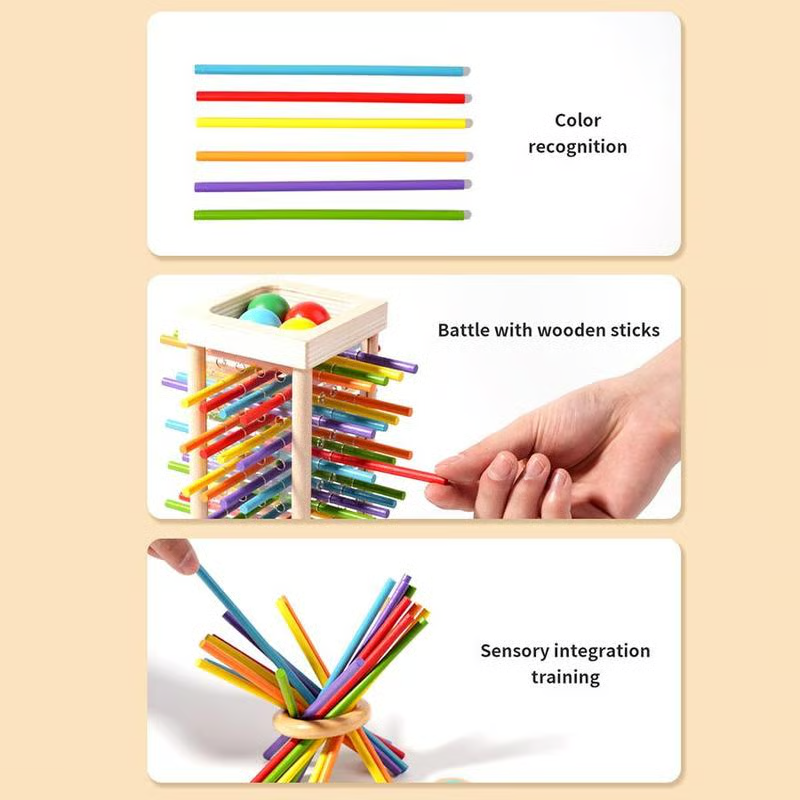 🎲 50% DE RÉDUCTION ! 🪵 Jeu de Bâtonnets en Bois pour Enfants – Développe la Motricité Fine, la Concentration et la Stratégie 👶🧠📦