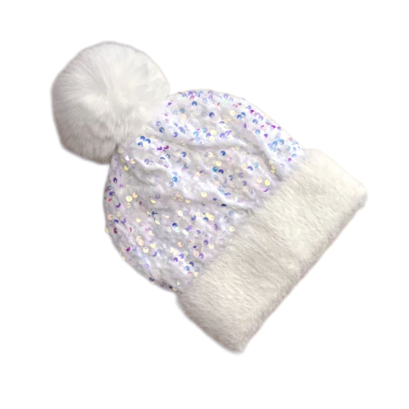 ⏳Spécial à durée limitée⏰Bonnet d'hiver à pompon et paillettes scintillantes👒