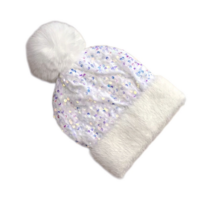 ⏳Spécial à durée limitée⏰Bonnet d'hiver à pompon et paillettes scintillantes👒