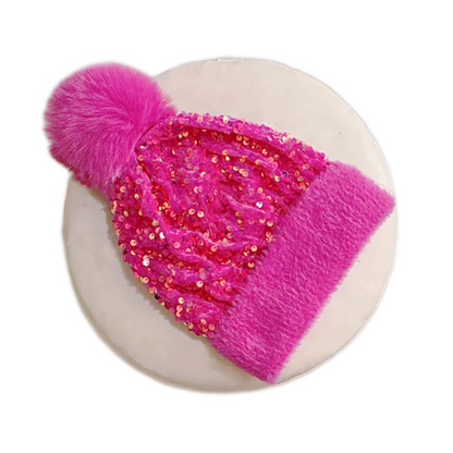 ⏳Spécial à durée limitée⏰Bonnet d'hiver à pompon et paillettes scintillantes👒
