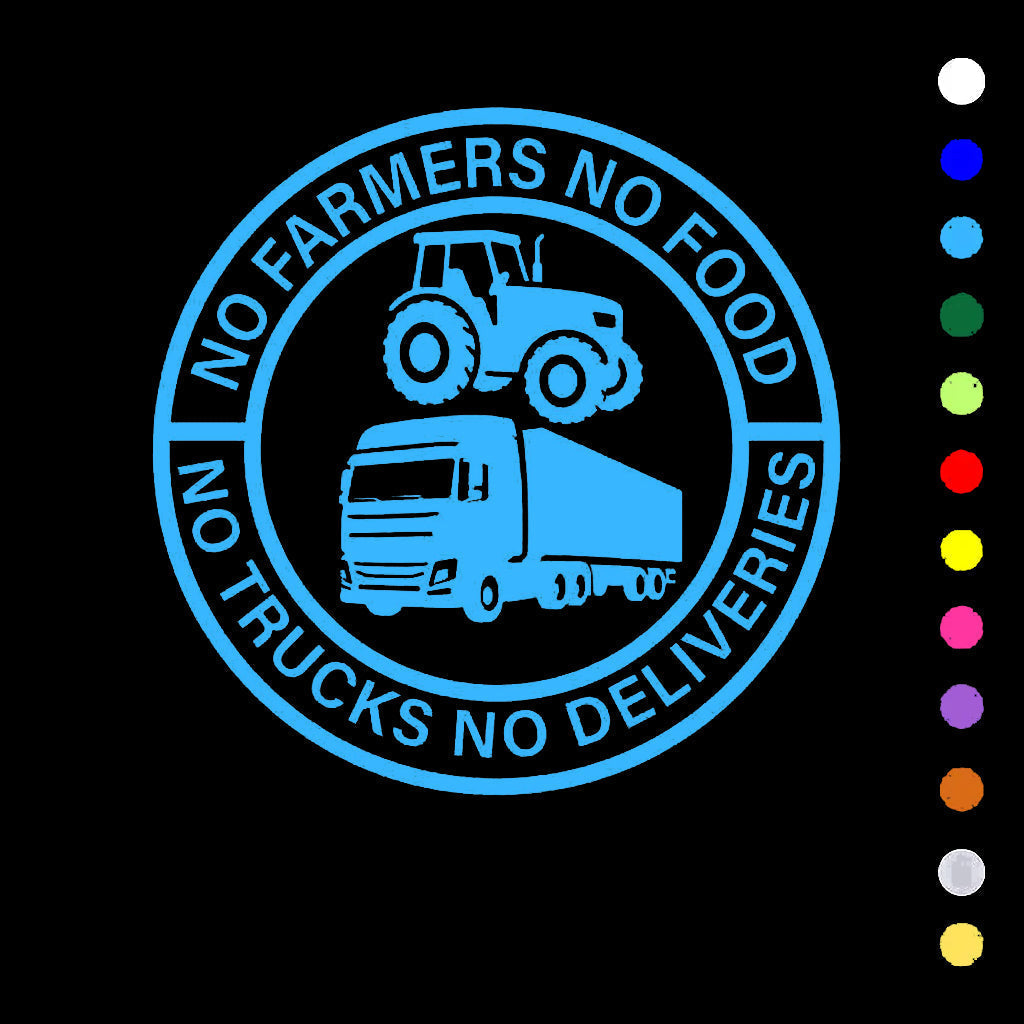 🎅Soldes de Noël 50 % de réduction💕🔥Sans agriculteurs, pas de nourriture, sans camions, pas de livraisons Autocollant en vinyle – Décalcomanie de 140 mm