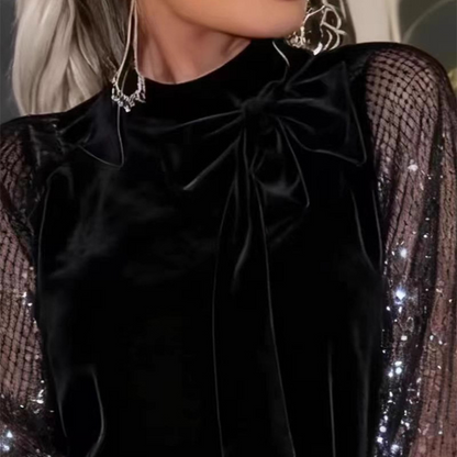 📢📢50 % de réduction !!!⏰Robe à nœud papillon et paillettes pour femme ✨👗
