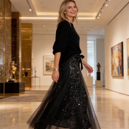 🎁Nouveau 51 % DE RÉDUCTION 👗 Ensemble top femme à paillettes et jupe en tulle - un ensemble deux pièces magnifique et élégant ✨