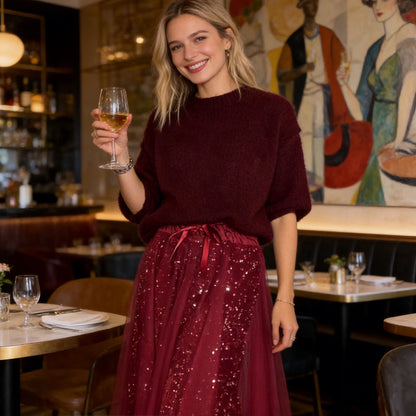 🎁Nouveau 51 % DE RÉDUCTION 👗 Ensemble top femme à paillettes et jupe en tulle - un ensemble deux pièces magnifique et élégant ✨