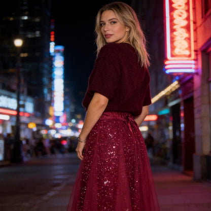 🎁Nouveau 51 % DE RÉDUCTION 👗 Ensemble top femme à paillettes et jupe en tulle - un ensemble deux pièces magnifique et élégant ✨